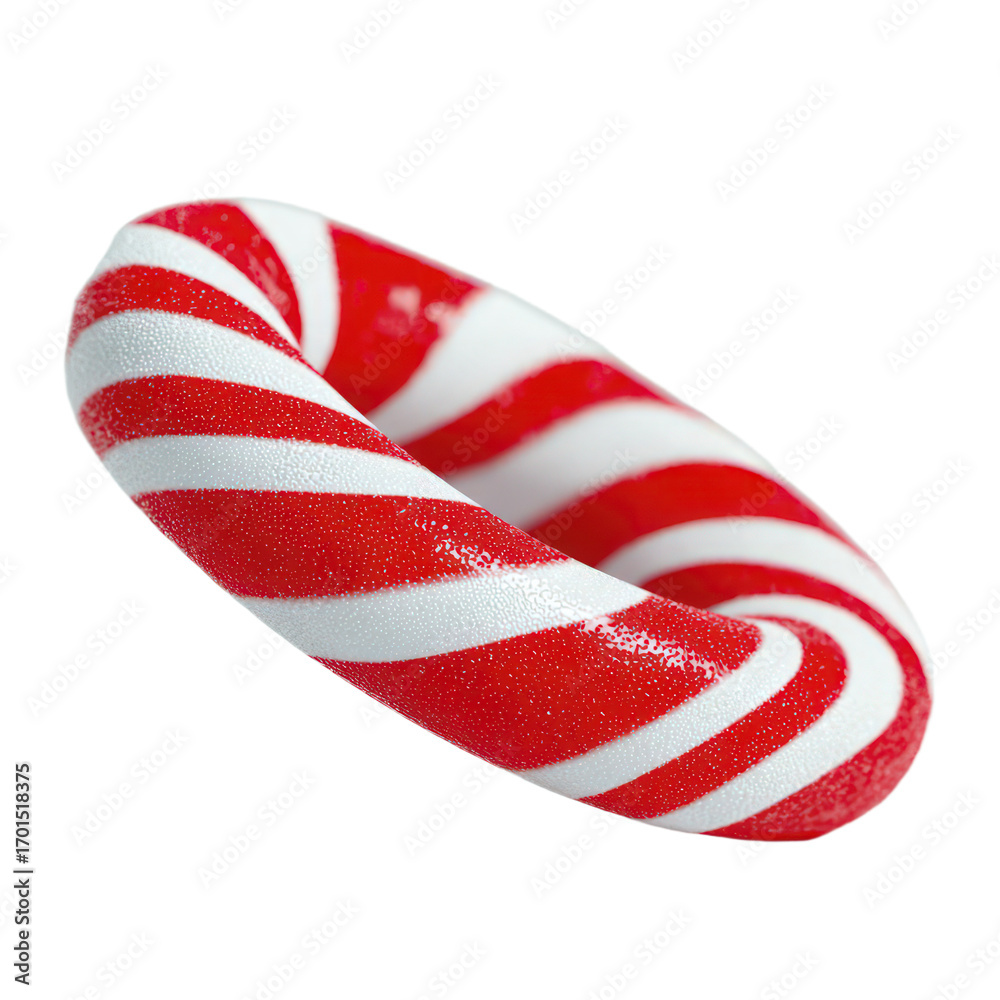 Obraz premium A Twisted Candy Cane Shaped Object With Red And White Stripes Against A Transparent Background