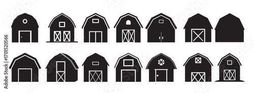 barn silhouette white background vectoor illustration