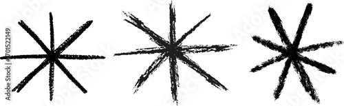 Hand drawn chalk style star doodles sparkles sketch elements