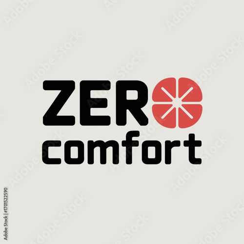 Bold "zero comfort" text logo with stylized segmented orange circle graphic clean modern design vector