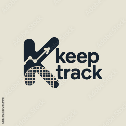 Modern k letter logo with upward trend arrow and grid for financial tracking and business growth services vector