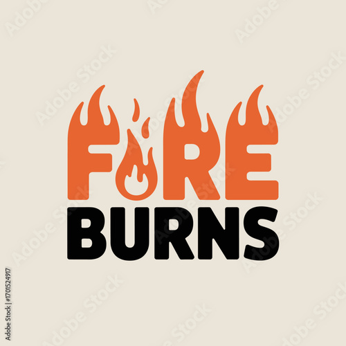 Dynamic fiery text 'fore burns' with flame effects and bold typography concept for impactful design elements vector