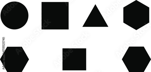 Basic Geometric Shapes Icons Circle Square Triangle Polygon Design