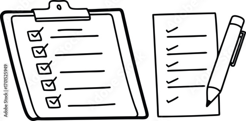 Clipboard with checklist and pen writing to do list