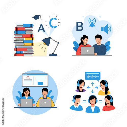 Online learning digital education technology for students studying and improving knowledge