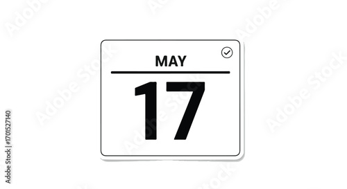 May 17th calendar reminder with a checkmark, symbolizing a date for planning or marking an important event