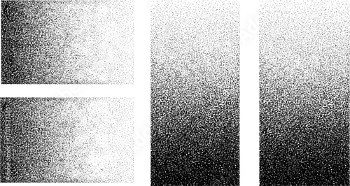 Digital stipple art with abstract, spray-like grain. Vectorized monochrome texture over white background.
