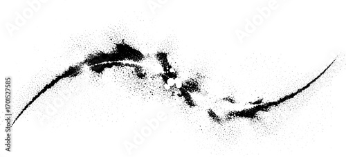 Abstract stipple wave flow in light grain texture and digital spray. Gradation of particles in monochrome background. Vector.