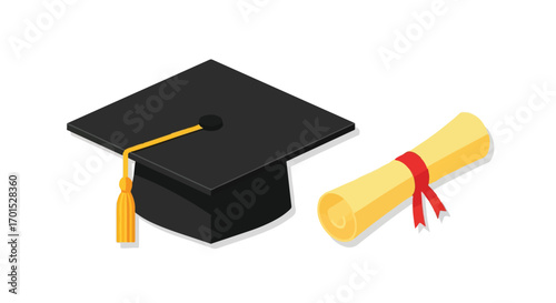 Graduation Cap and Diploma Celebrating Academic Achievement