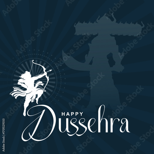 Happy Dussehra, the festival of India. of Lord Rama killing Ravana. vector illustration design