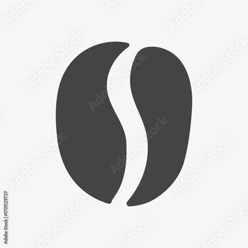 Black silhouette of coffee bean, simple vector illustration.