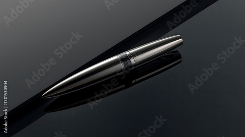 Wallpaper Mural Elegant silver fountain pen with a gold nib resting on a white background for signing a business document Torontodigital.ca