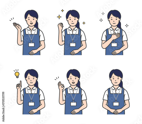 エプロン姿の介護士のイラスト素材セット