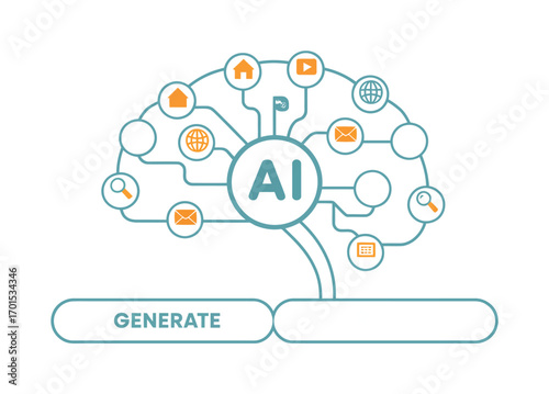  A Technology Interface Vector – Futuristic Prompt Generation, Human and Machine Interaction, Digital Innovation, Neural Network, Data Flow, Virtual Reality, UI Design, Science, Tech Illustration