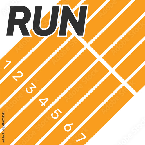 Vector layout template design for run, championship or any sports event. Poster design with abstract running track on stadium with lane. Run.