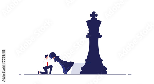 Business strategy and leadership concept with chess pieces and businessman