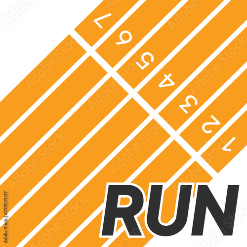 Vector layout template design for run, championship or any sports event. Poster design with abstract running track on stadium with lane. Run.