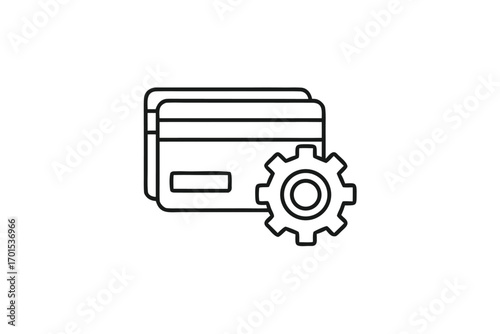 Credit Card Gear, Financial Setting Icon Design, Payment Configuration, with White Background