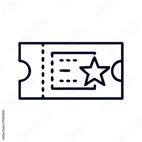 Ticket stub for events and admission in simple line art style