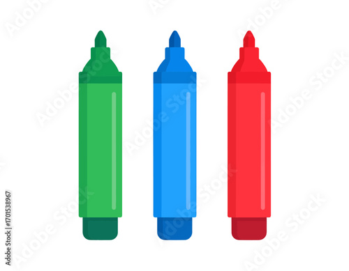 colorful markers isolated on white background