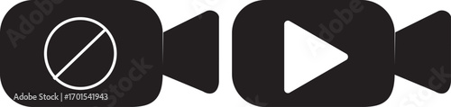 video camera icon for app and website. vector.Play button on video camera icon in generic style