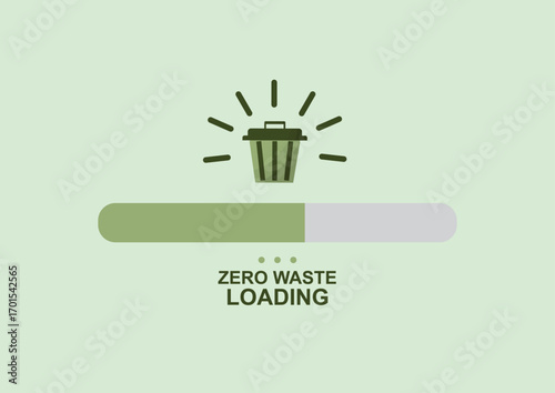 Zero Waste Loading Progress Bar. Environmental Goal Achievement. waste reduction initiatives. Waste management concept. Zero waste concept. Flat style. Vector illustration