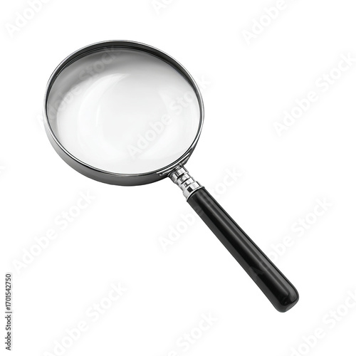 Clear magnifying glass, black handle