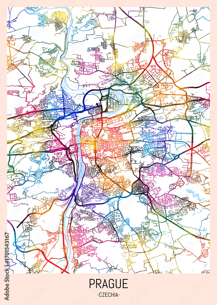 Obraz premium Prague Czechia City Map. downtown tourism, house art travel, scenic metropolis concept, travel art city, patriotic abstract banner