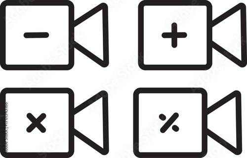 video camera icon for app and website. vector.Play button on video camera icon in generic style