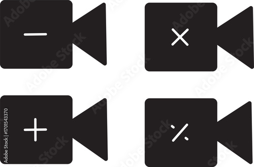 video camera icon for app and website. vector.Play button on video camera icon in generic style