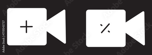 video camera icon for app and website. vector.Play button on video camera icon in generic style