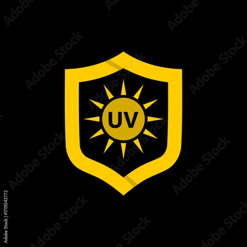 UV protection icon isolated on black background