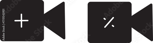 video camera icon for app and website. vector.Play button on video camera icon in generic style