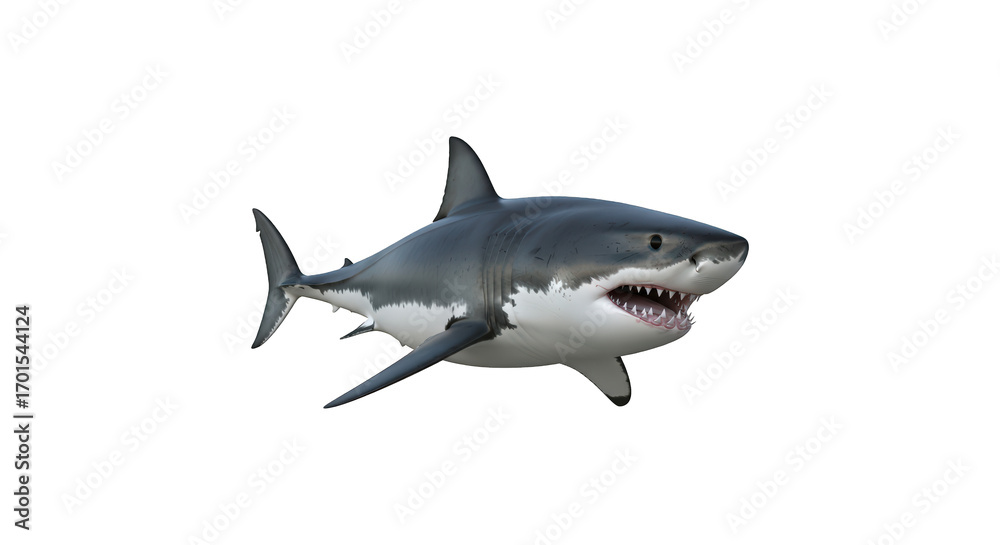 Fototapeta premium Majestic Great White Shark Ocean Predator Fierce Hunter of the Deep Blue Sea