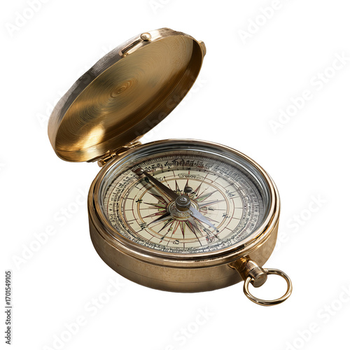 Gold compass, open, vintage