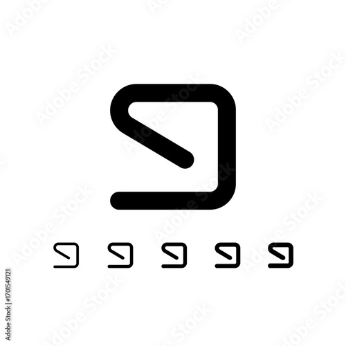 Technical number 9, digital cyber numeral zero, including set of five different thicknesses of the trendy modern number (light, regular, medium, bold, thick), vector illustration 10EPS