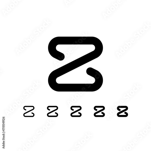 Technical number 8, digital cyber numeral zero, including set of five different thicknesses of the trendy modern number (light, regular, medium, bold, thick), vector illustration 10EPS