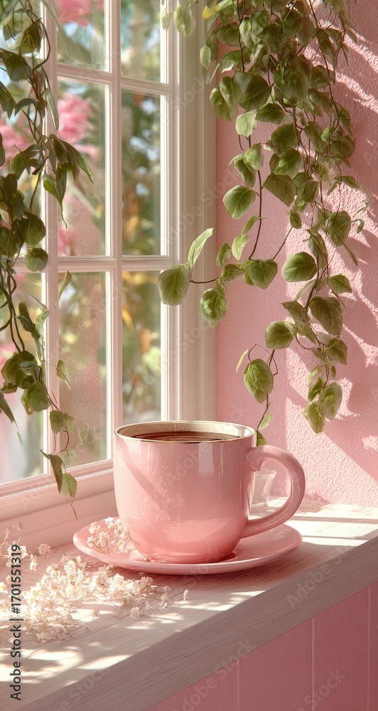 Fototapeta premium Pink Drink by the Window