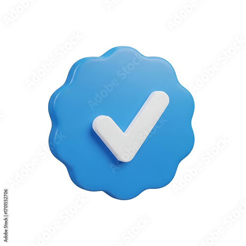 Blue verification badge symbol of credibility and trusted digital identity