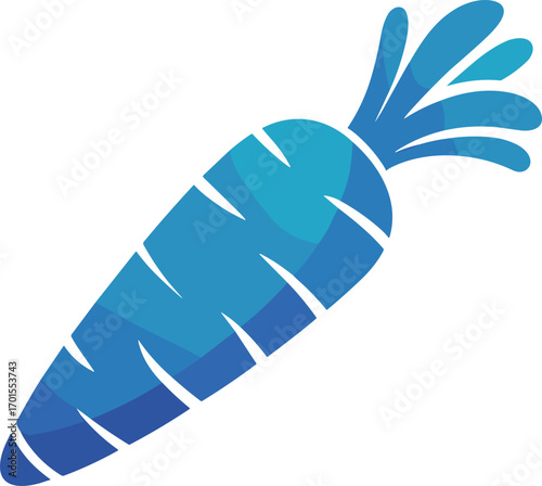 Blue carrot illustration, abstract vegetable design, creative healthy food concept, organic root, modern farming symbol, nutrition art, vegan diet vector.