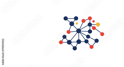 Strategic E-commerce Growth: Flat Design Network Hub Visualizing Digital Marketing Data Analytics