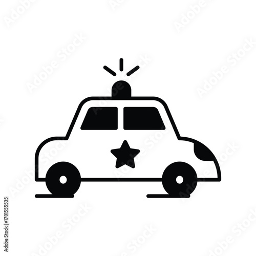 Police Car icon with white background vector stock illustration