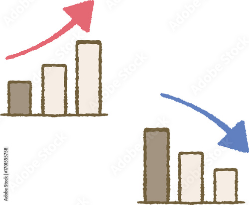 Growth and Decline Graph Illustration Set