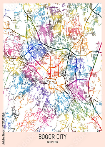 Wallpaper Mural Bogor City Indonesia City Map. downtown tourism, house art travel, scenic metropolis concept, travel art city, patriotic abstract banner Torontodigital.ca