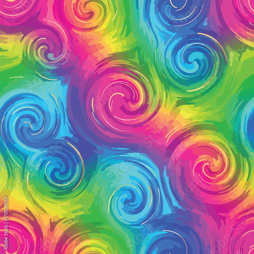 Colorful swirling abstract background with rainbow hues and vibrant dynamic movement patterns, patern seamless, Stock royalty free.