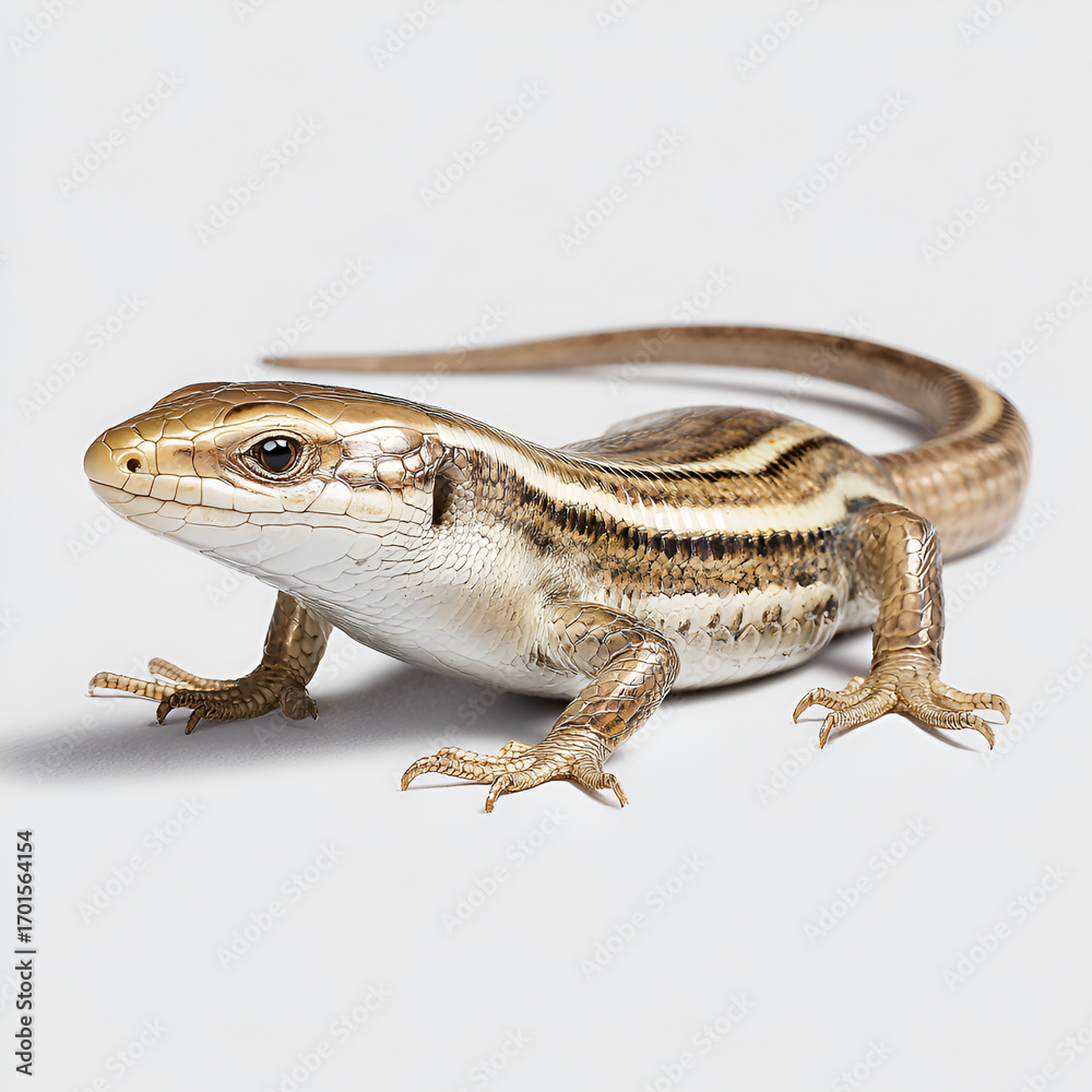 Fototapeta premium Striped skink lizard isolated on white background