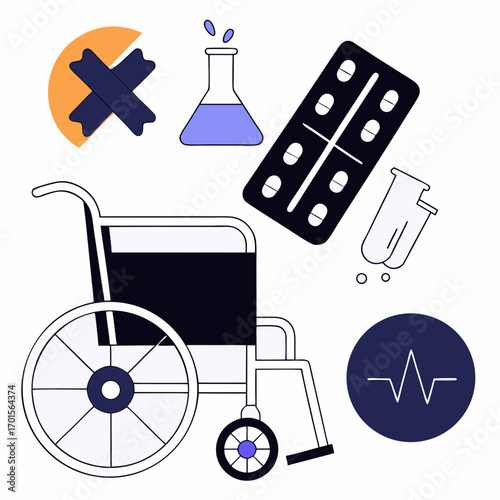 Medical icons representing healthcare and treatment options