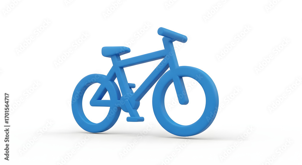 Fototapeta premium Simple Blue Bicycle Icon on a White Background