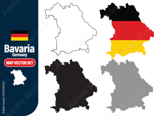 Bavaria Germany map vector set