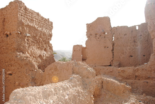 Overview of a typical Berber village in Atlas mountains, Morocco. 